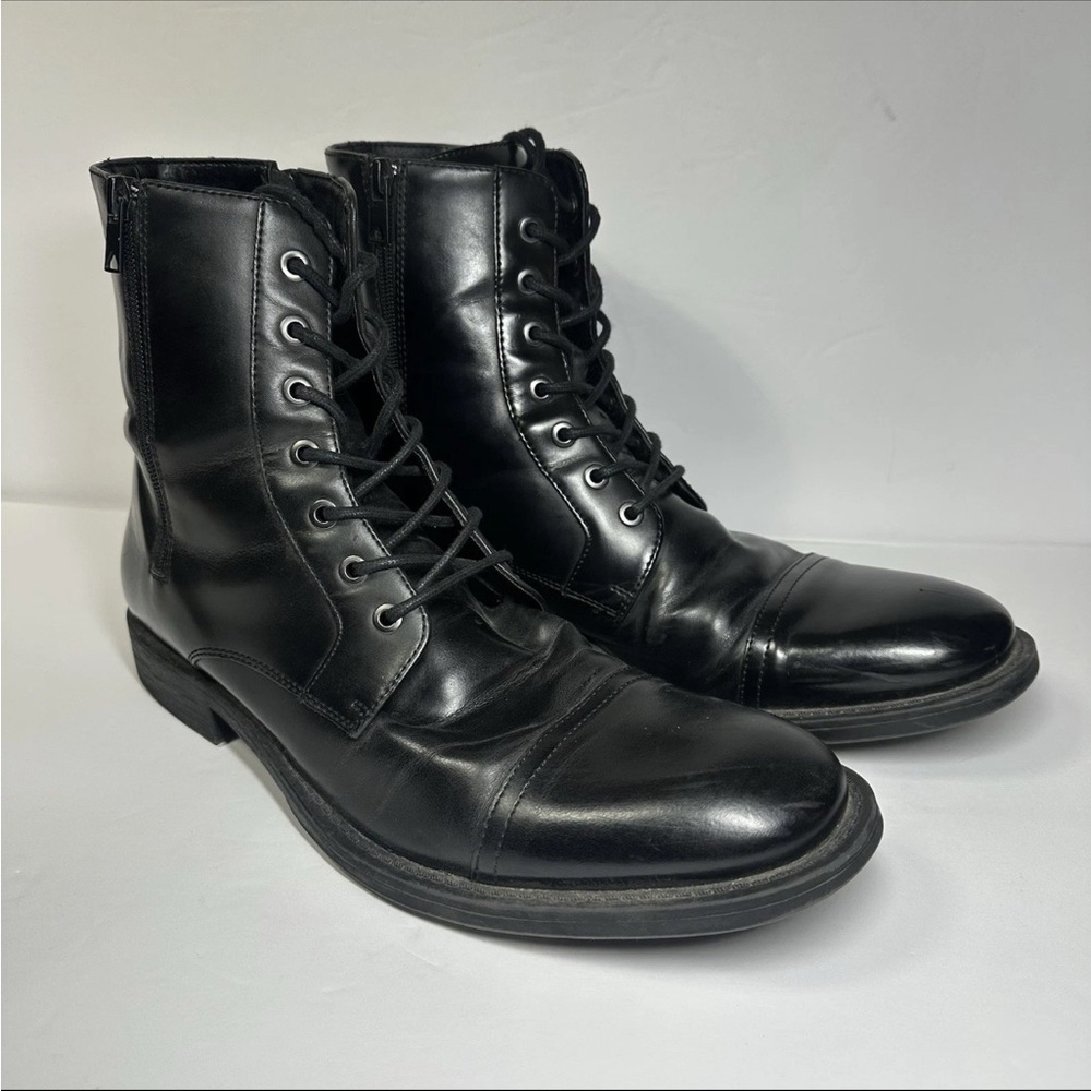 Unlisted Kenneth Cole Blind Turn Boots Mens 11 M Cap Toe Zipper Grunge Military